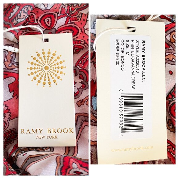 Ramy Brook Savanna High-Low Maxi Dress Red Print Silk Blend M NWT - Picture 4 of 14